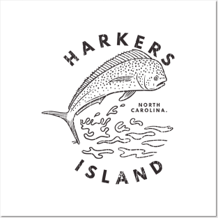 Harkers Island, NC Summertime Vacationing Mahi Mahi Big Head Fish Posters and Art